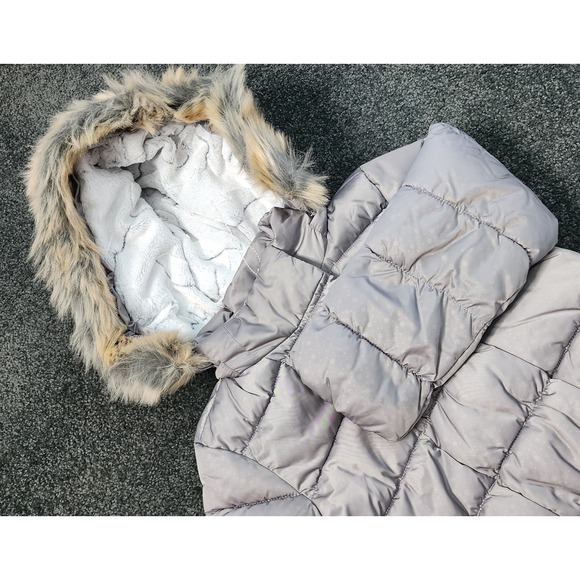 Kids Kanz Puffer Coat Winter Jacket Faux Fur Hooded Gray Size 4T NWT Pocket - Picture 1 of 11